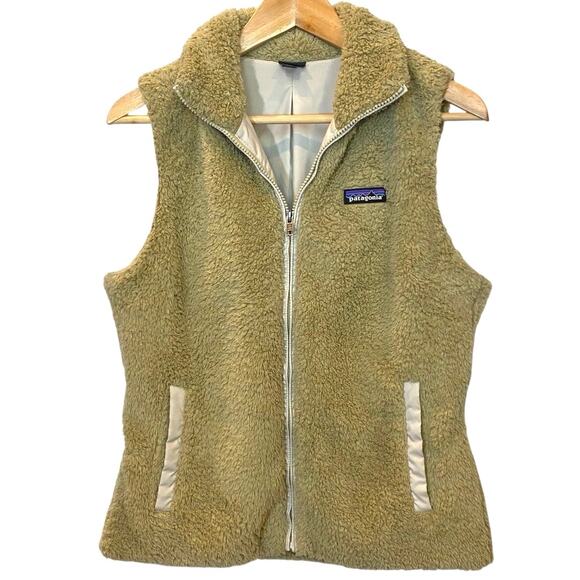 Patagonia Los Gatos Zip Up Fleece Vest Womens M Khaki Outdoor Slow Fashion Fuzzy - Picture 13 of 13